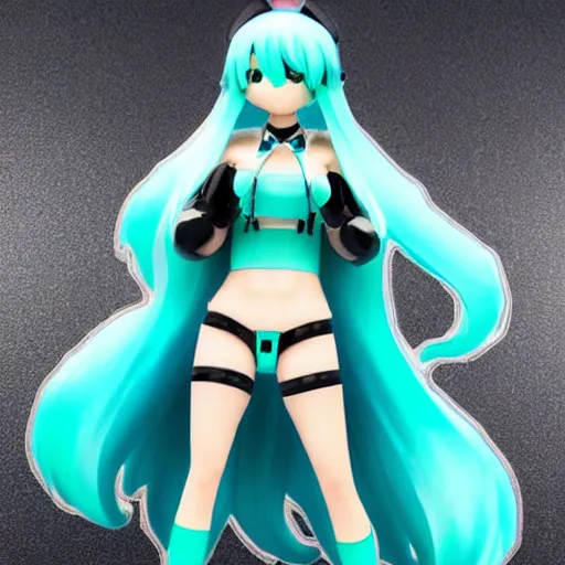 Image similar to putin cosplay hatsune miku isolated vinyl figure, figure photography, dynamic pose, holographic undertones, motion shapes color design, glitter accents on figure, anime stylized, sharp focus, accurate fictional proportions, high delicate defined details, ethereal lighting