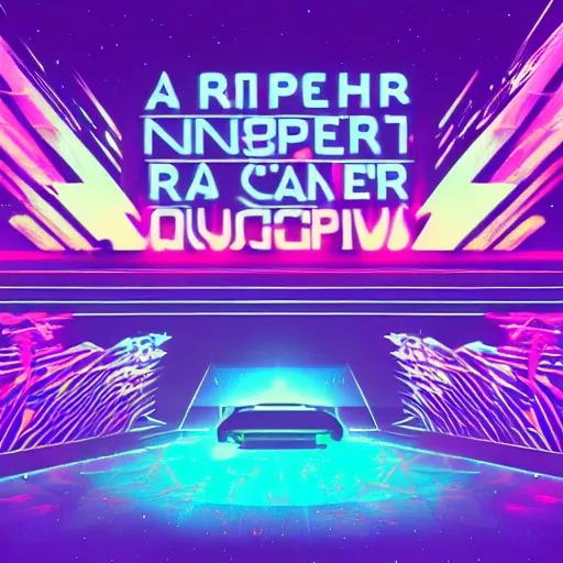 Prompt: a rapper concert in a retrowave setting, nighttime, octane