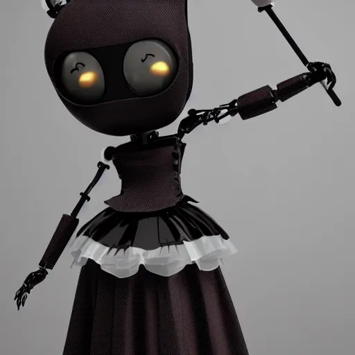 Prompt: cute fumo plush of a gothic maid robot bug, anime, vray