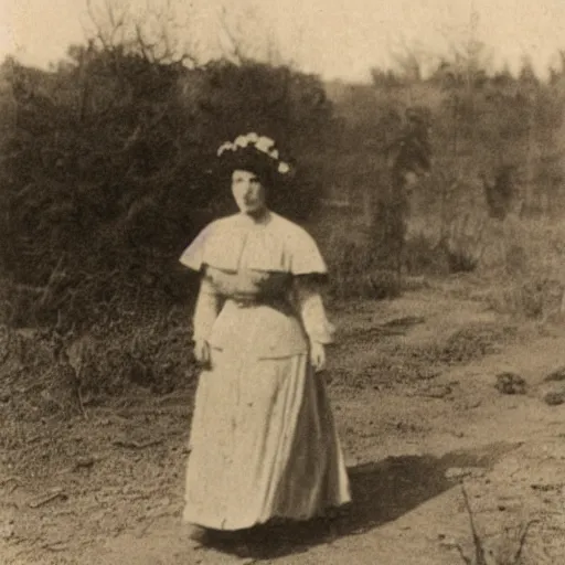 Image similar to a creepy woman in the distance, in a liminal space, early 1 9 0 0 s photo