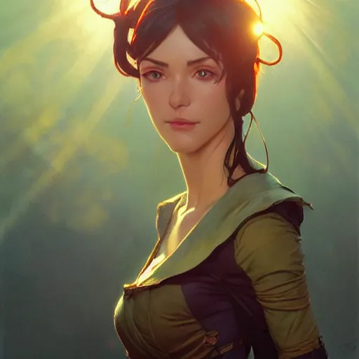 Image similar to highly detailed vfx portrait of nico robin, greg rutkowski, loish, rhads, beeple, makoto shinkai, tom bagshaw, alphonse mucha, sharp focus, art by artgerm and greg rutkowski, stanley kubrick, backlit, harsh overhead sunlight, blue eyes,