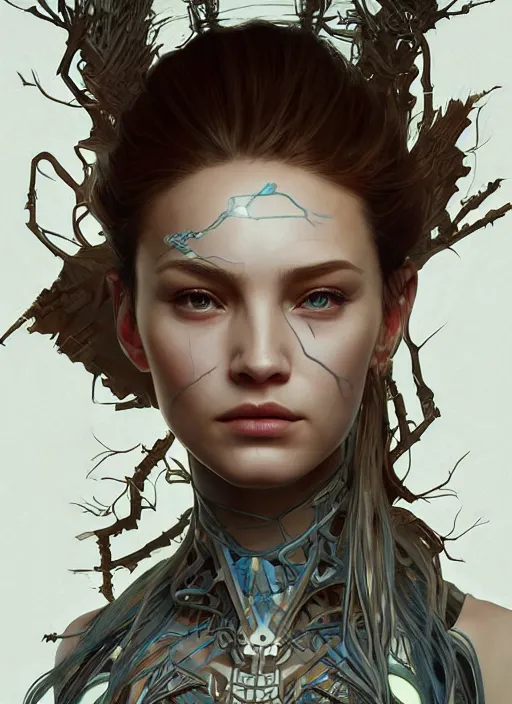 Prompt: symmetry!! portrait of post apocalypse nature alien in the style of horizon zero dawn, machine face, intricate, elegant, highly detailed, digital painting, artstation, concept art, smooth, sharp focus, illustration, art by artgerm and greg rutkowski and alphonse mucha, 8 k