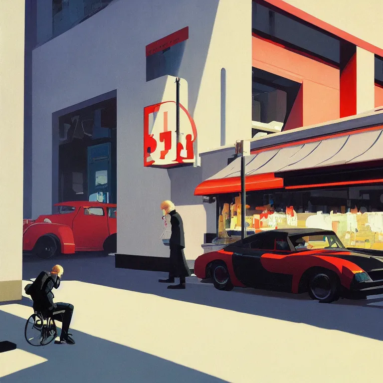 Image similar to Akira by Edward Hopper, painted by James Gilleard, airbrush