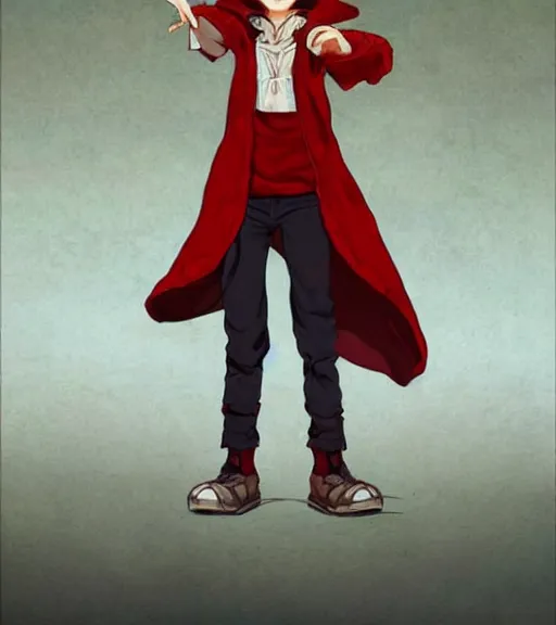 Image similar to attractive little boy character inspired in little red riding hood and michael jackson, digital artwork made by akihiko yoshida and makoto shinkai, anatomically correct, symmetrical, highly detailed, sharp focus, extremely coherent