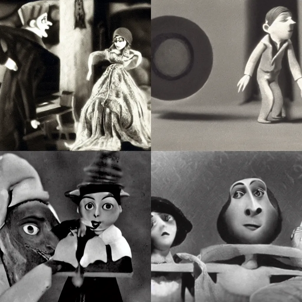 Prompt: still from Jazz and a Lady, Laika, stop-motion film (1924)