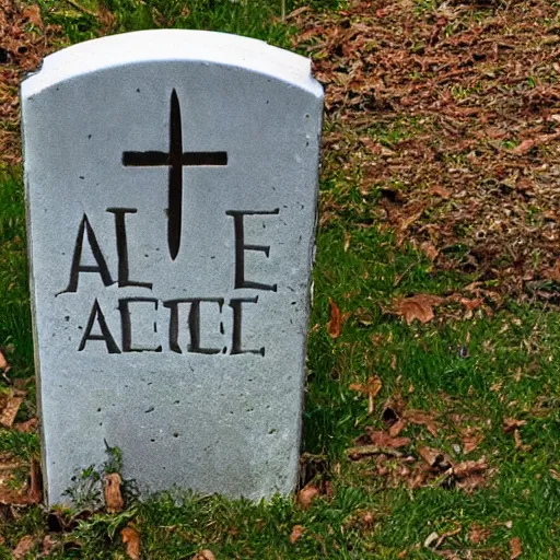 Image similar to a grave that has the text rip anglettere on it.