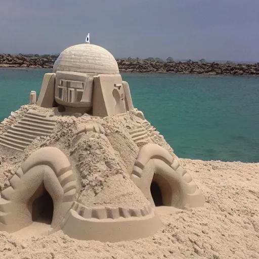 Image similar to sandcastle of darth vader