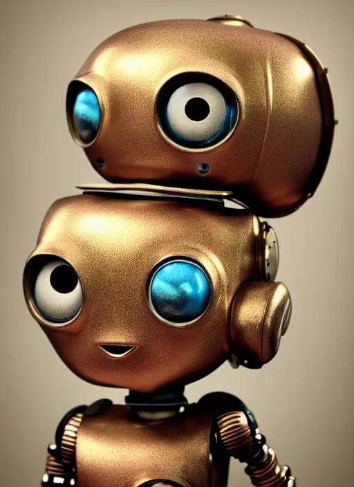 Image similar to highly detailed closeup portrait of a cute tin toy retro robot, nicoletta ceccoli, mark ryden, lostfish, earl nore, hyung tae, frank frazetta, global illumination, god rays, detailed and intricate environment