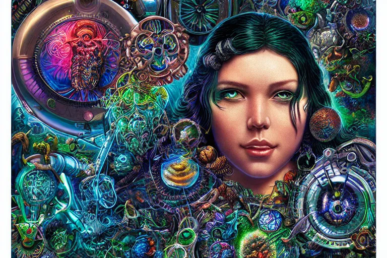 Prompt: raver by artgerm, steve argyle, ernst haeckel, david a. hardy, oyama kojima, phil koch, annie leibovitz, benoit mandelbrot, dan mumford, bruce pennington, mimmo rotella