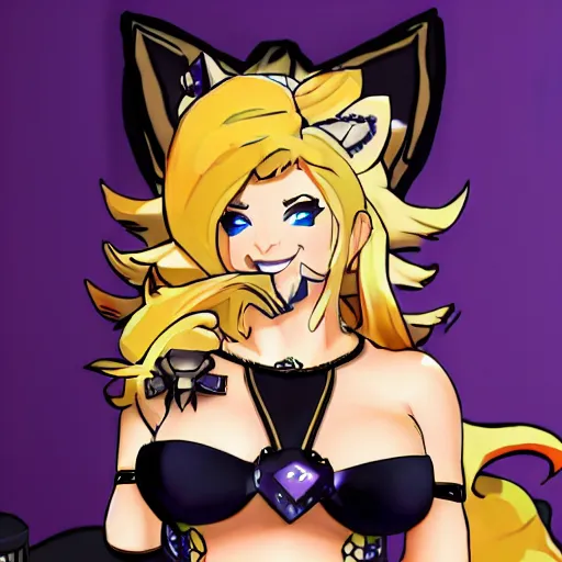 Image similar to bowsette is a twitch streamer, photorealistic, beautiful symmetrical face, cute, 8k resolution