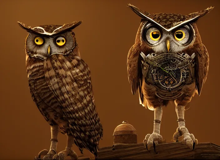 Image similar to a Warrior owl art nuveau, steampunk, symmetry, full frame, cinematic light , unreal engine,