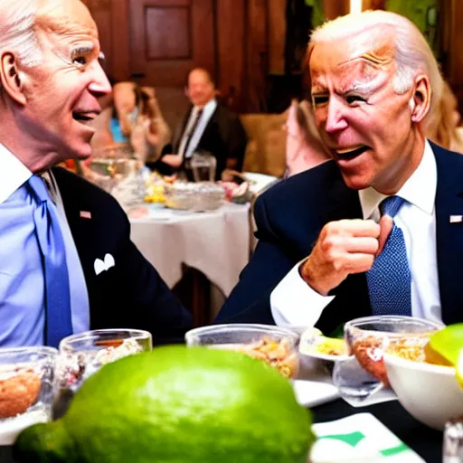 Image similar to Joe Biden Yelling at Lime on table