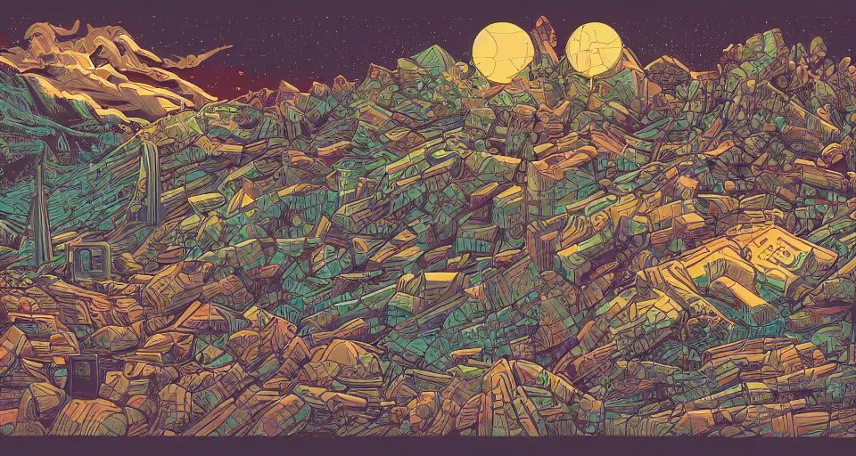 Image similar to the two complementary forces that make up all aspects and phenomena of life, by dan Mumford