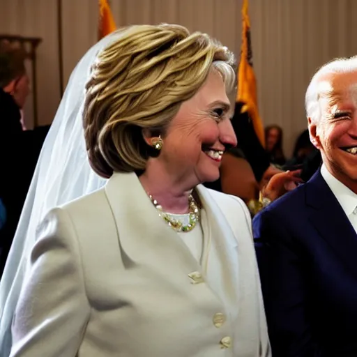 Image similar to up close of joe biden and hillary clinton getting married