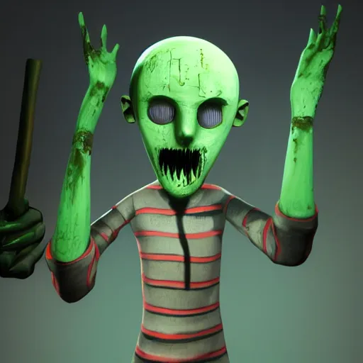 Prompt: baldi's basics in dead by daylight, character render, promotional reveal