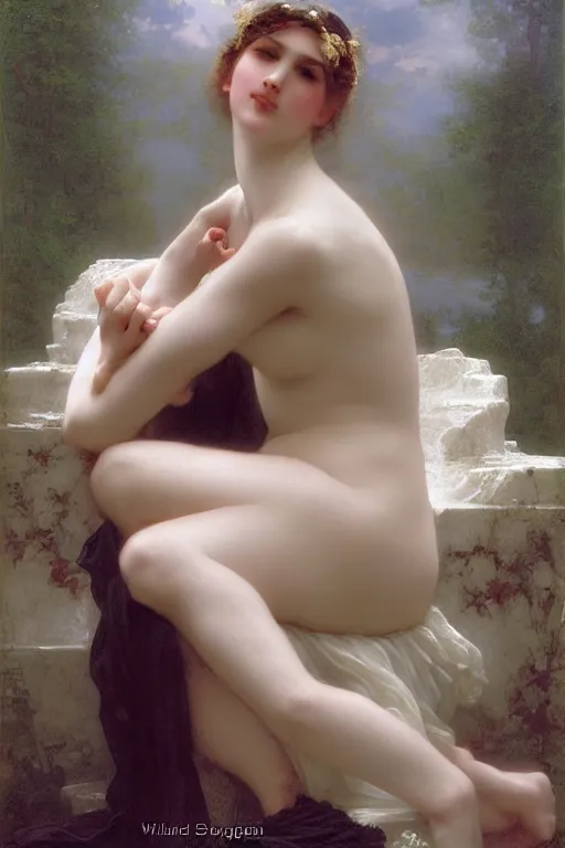 Image similar to The Ice Queen by William-Adolphe Bouguereau and Delphin Enjolras and Marc Simonetti