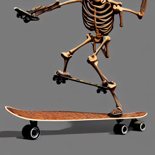 Image similar to A skeleton rides a skateboard, highly detailed, trending on artstation, 8k,