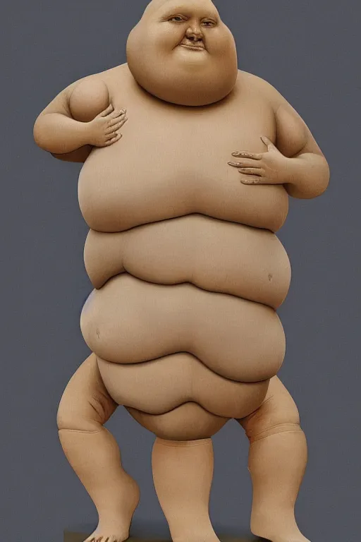 Image similar to human biomorphic mutated geometric biological structure made of skin and hair standing on two legs dancing a plinth, overweight, obese, distorted, highly detailed, hyper - realist sculpture