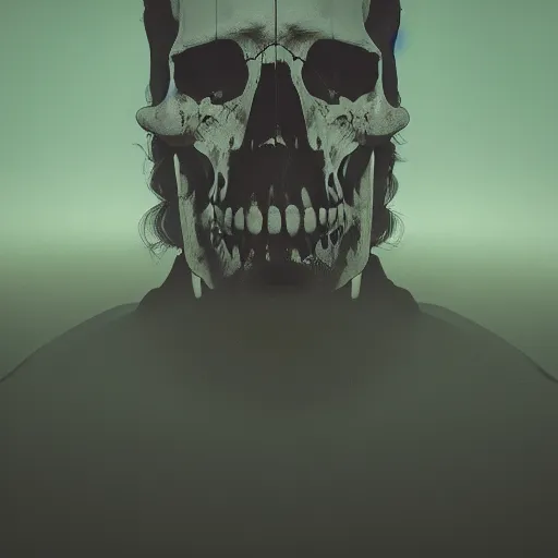 Image similar to skull portrait in beautiful dark landscape, in the style of beeple and Mike Winkelmann, intricate, epic lighting, cinematic composition, hyper realistic, 8k resolution,