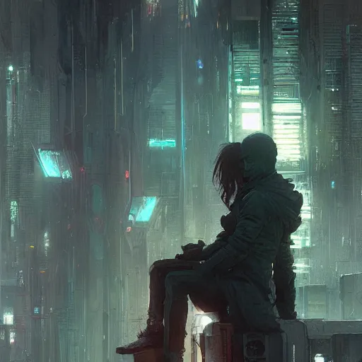 Prompt: neuromancer, painted by greg rutkowski