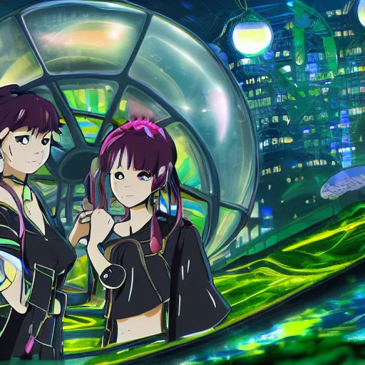 Prompt: 4k solarpunk wallpaper, anime style