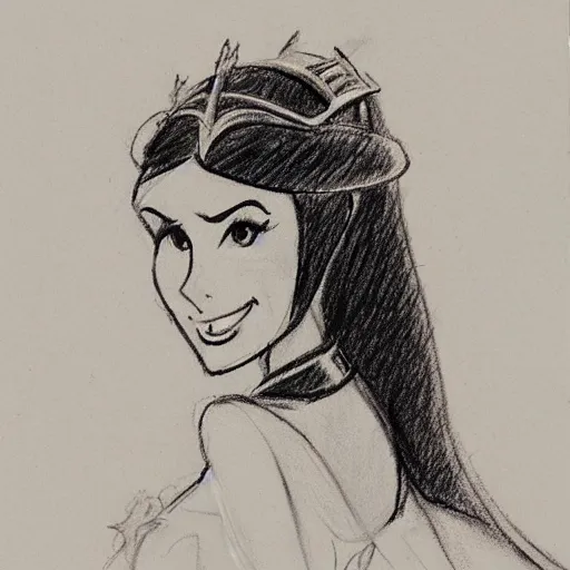 Image similar to milt kahl sketch of victoria justice as princess padme from star wars episode 3