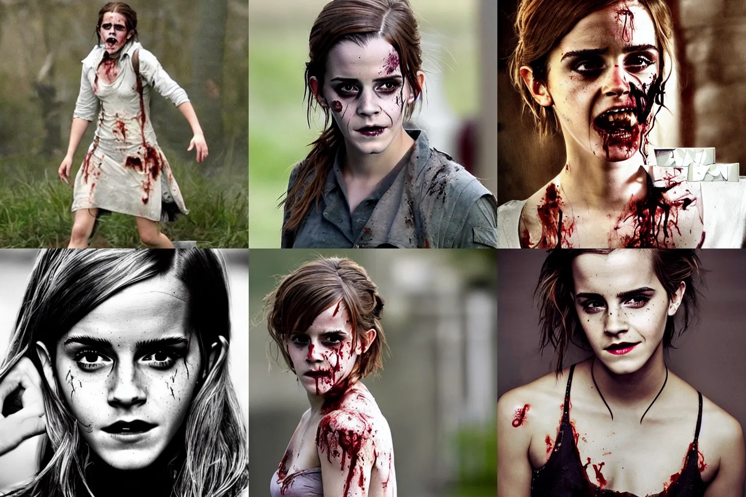 Prompt: Emma Watson as a zombie