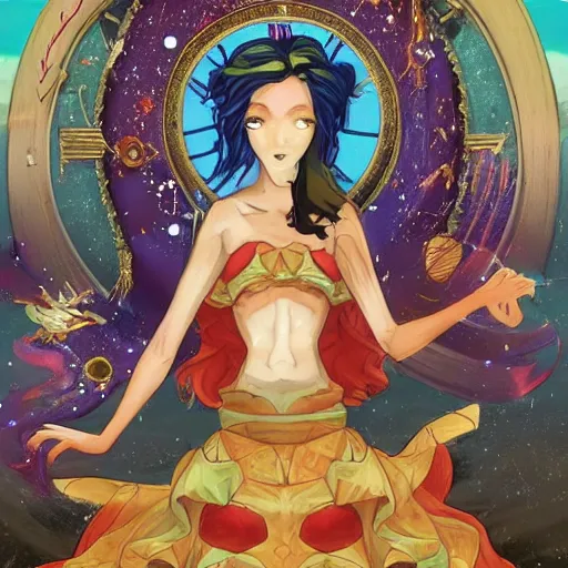 Prompt: https://cdn.discordapp.com/attachments/993896480127582278/1004237493362757712/worstimever_a_Celestial_goddess_of_time_and_space_floating_in_t_370075ae-41e7-4193-812c-4c69b13b9732.png