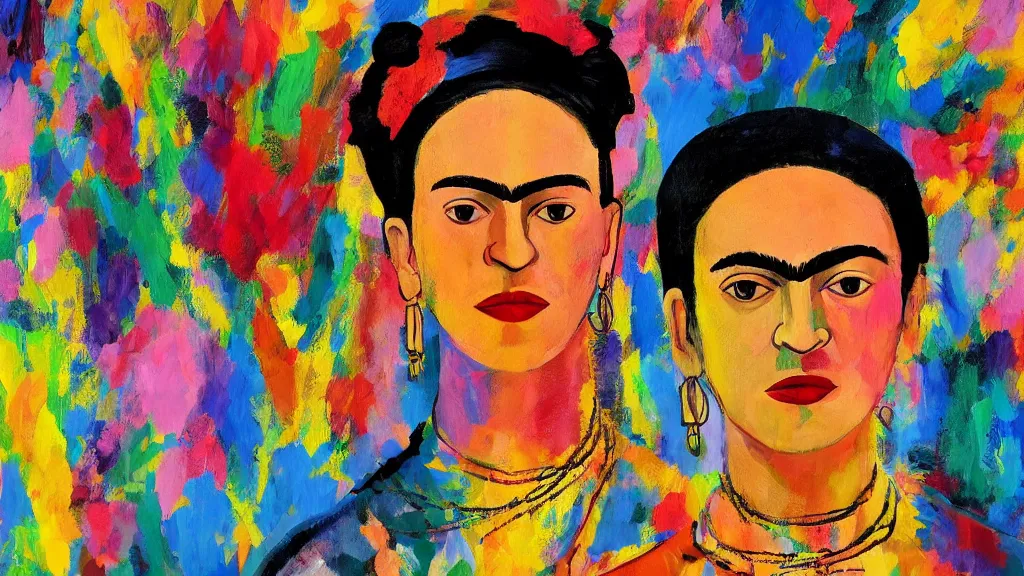 Prompt: abstract art painting, lines, forms, shapes, in style of frida kahlo, 4 k, high resolution details,