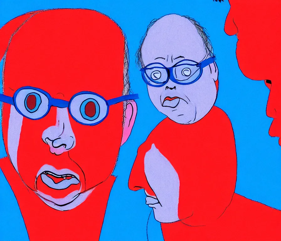 Prompt: todd solondz abused by bully | clear face of todd solondz crying, vivid colors : red and blue, storyboard, realistic. by gabriel hardman, joe alves, j. todd anderson, chris bonura and francis bacon. cinematic atmosphere, detailed and intricate, perfect anatomy