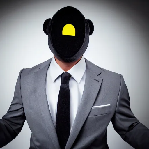 Image similar to portrait of Pac-Man wearing a suit, studio lighting