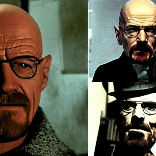 Image similar to walter white is playing freddy krueger, 8 0 s nightmare on elm street screen, horror movie