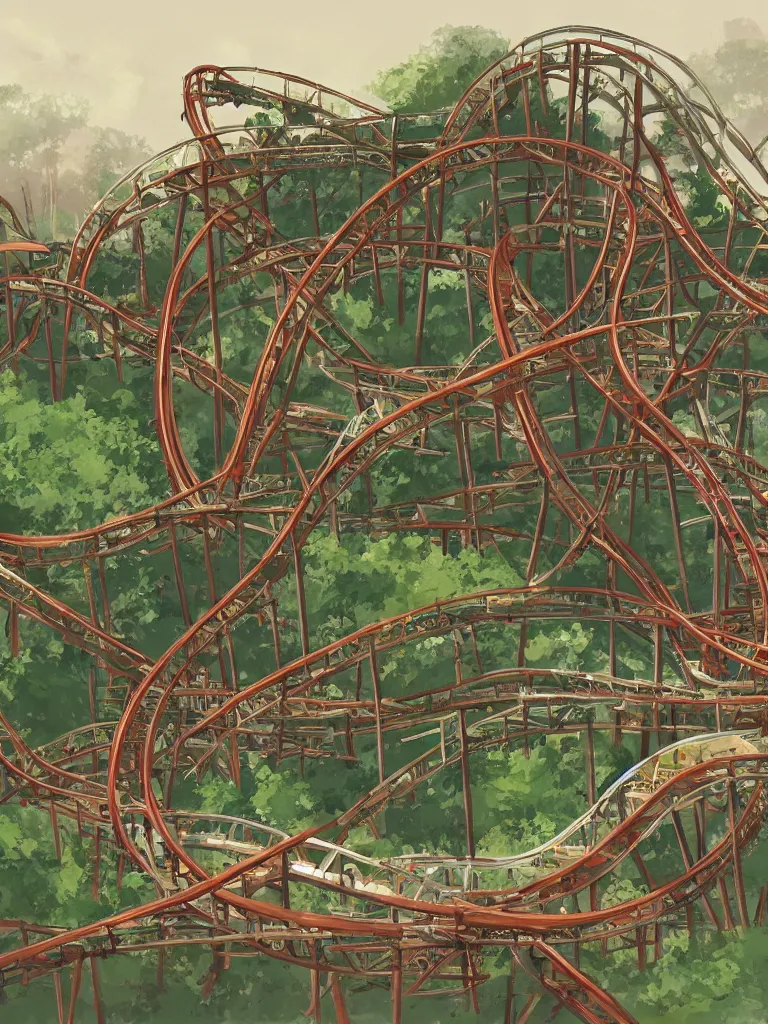 Prompt: roller coaster by disney concept artists, blunt borders, rule of thirds