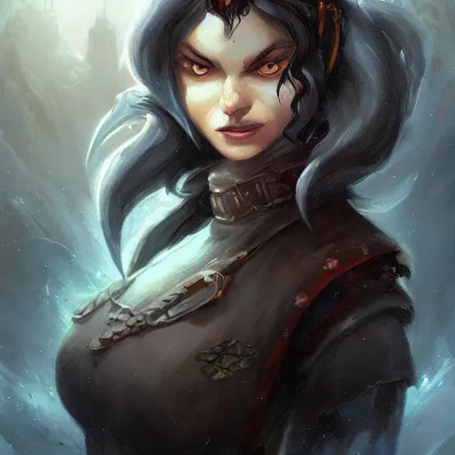 Image similar to grumpy dark haired women, ice mage, dnd character art portrait, matte fantasy painting, deviantart artstation, by jason felix by steve argyle by tyler jacobson by peter mohrbacher, cinema