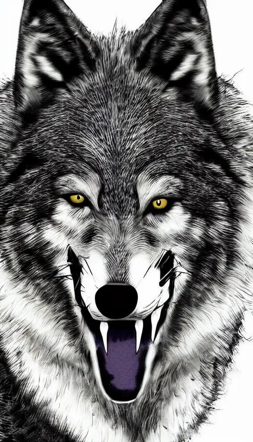 Prompt: rabid wolf 8 0's style digital art, photorealistic poster