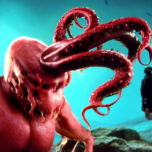 Prompt: a high budget movie monster , tentacles , cyclops