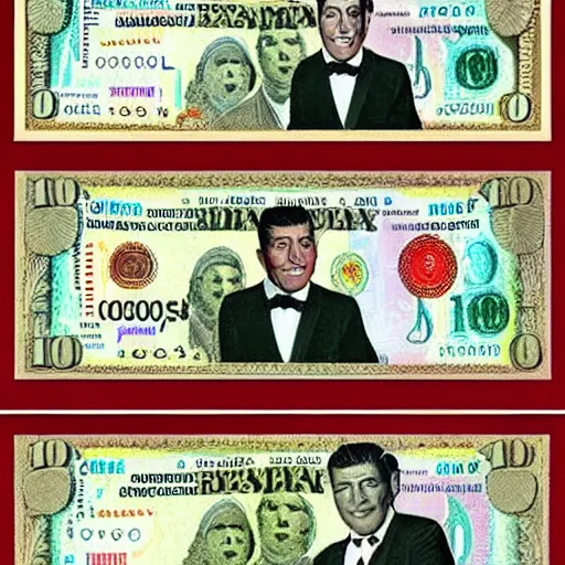 Prompt: dean martin on the 1 0 0 $ bill