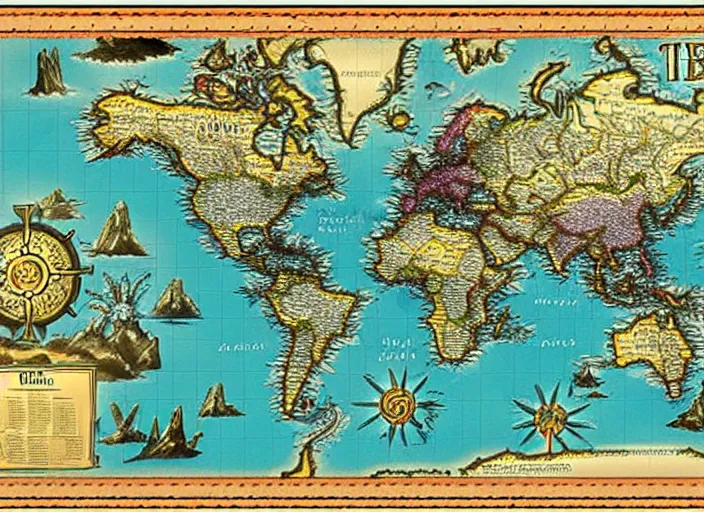 Image similar to dramatic map over fantasy world