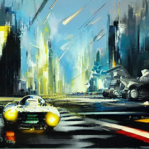 Prompt: minimalist dimensions shift warp concept art oil painting by john berkey , loosely detailed, brush hard