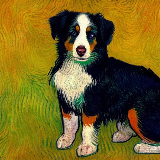 Prompt: an australian shepard by vincent van gogh, digital art, trending on artstation