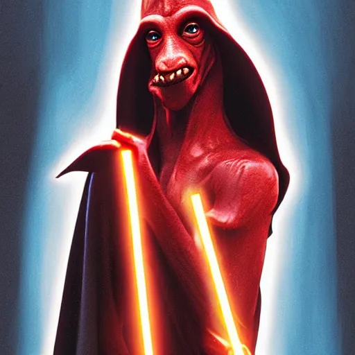 Image similar to jar jar binks as sith lord