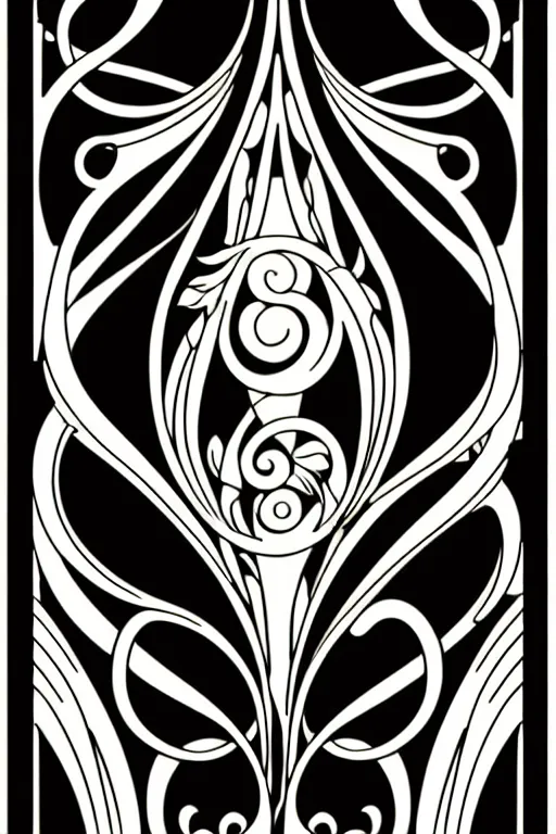 Image similar to vector images, art nouveau border designs, smooth lines, strong outline, coloring book outline