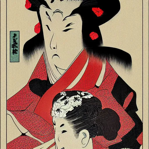 Prompt: horror detailed digital art, ukiyo e style