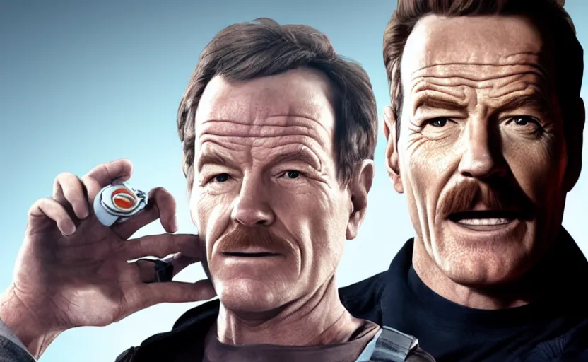 Prompt: Bryan Cranston as Chell from portal