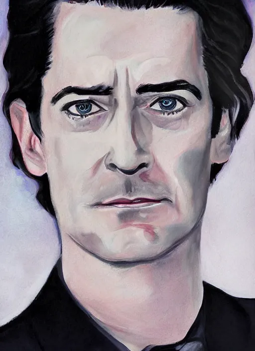 Prompt: portrait of kyle maclachlan as dale cooper by jenifer prince