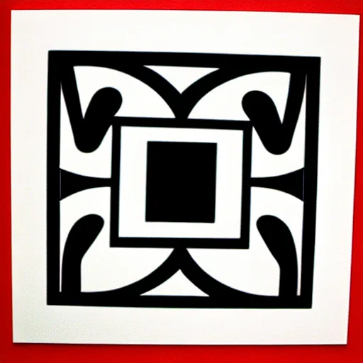 Image similar to minimal geometric dog symbol by karl gerstner, monochrome