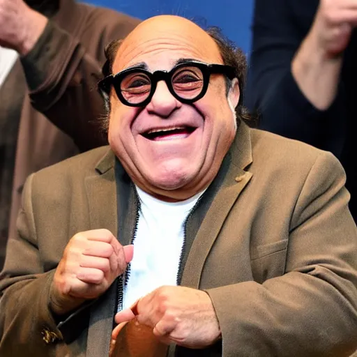 Prompt: Danny DeVito reacts to receiving cryptocurrency