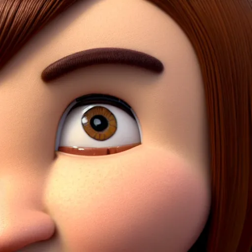 Image similar to A portrait of a mother, a cute 3d cgi toon woman with brown hair in a Bob, brown eyes, full face, olive skin, romanian heritage, medium shot, mid-shot, hyperdetailed, 8k, trending on artstation, as a Pixar character
