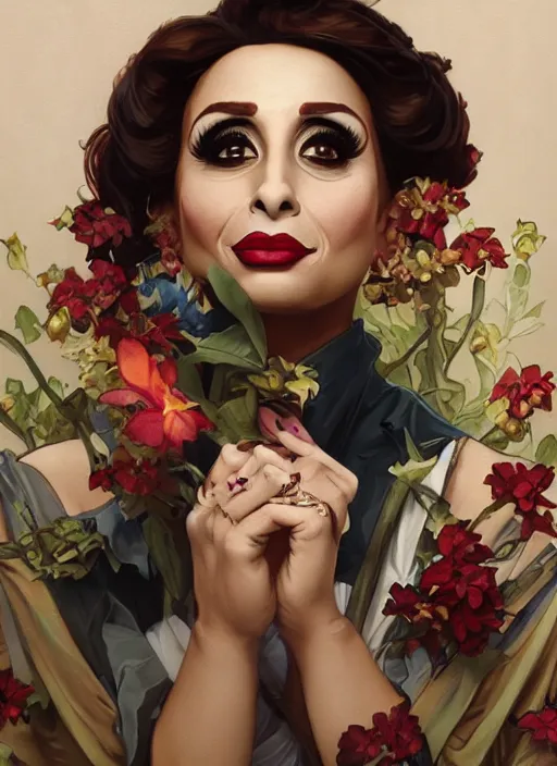 Image similar to bianca del rio, painting by artgerm and greg rutkowski and alphonse mucha