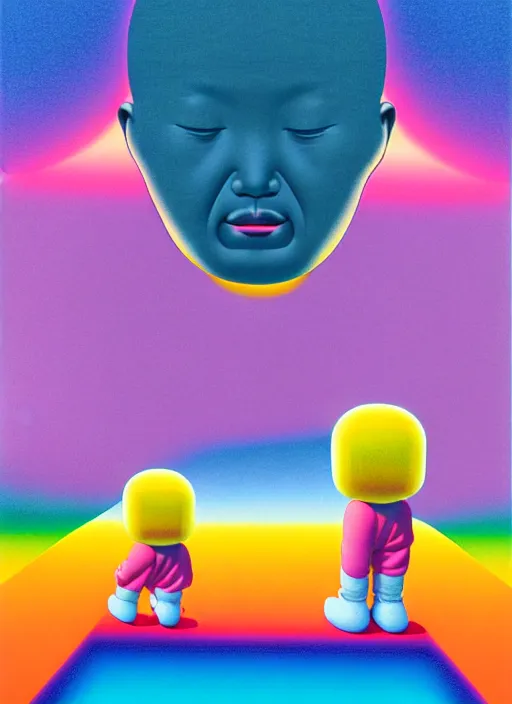 Image similar to help by shusei nagaoka, kaws, david rudnick, airbrush on canvas, pastell colours, cell shaded, 8 k